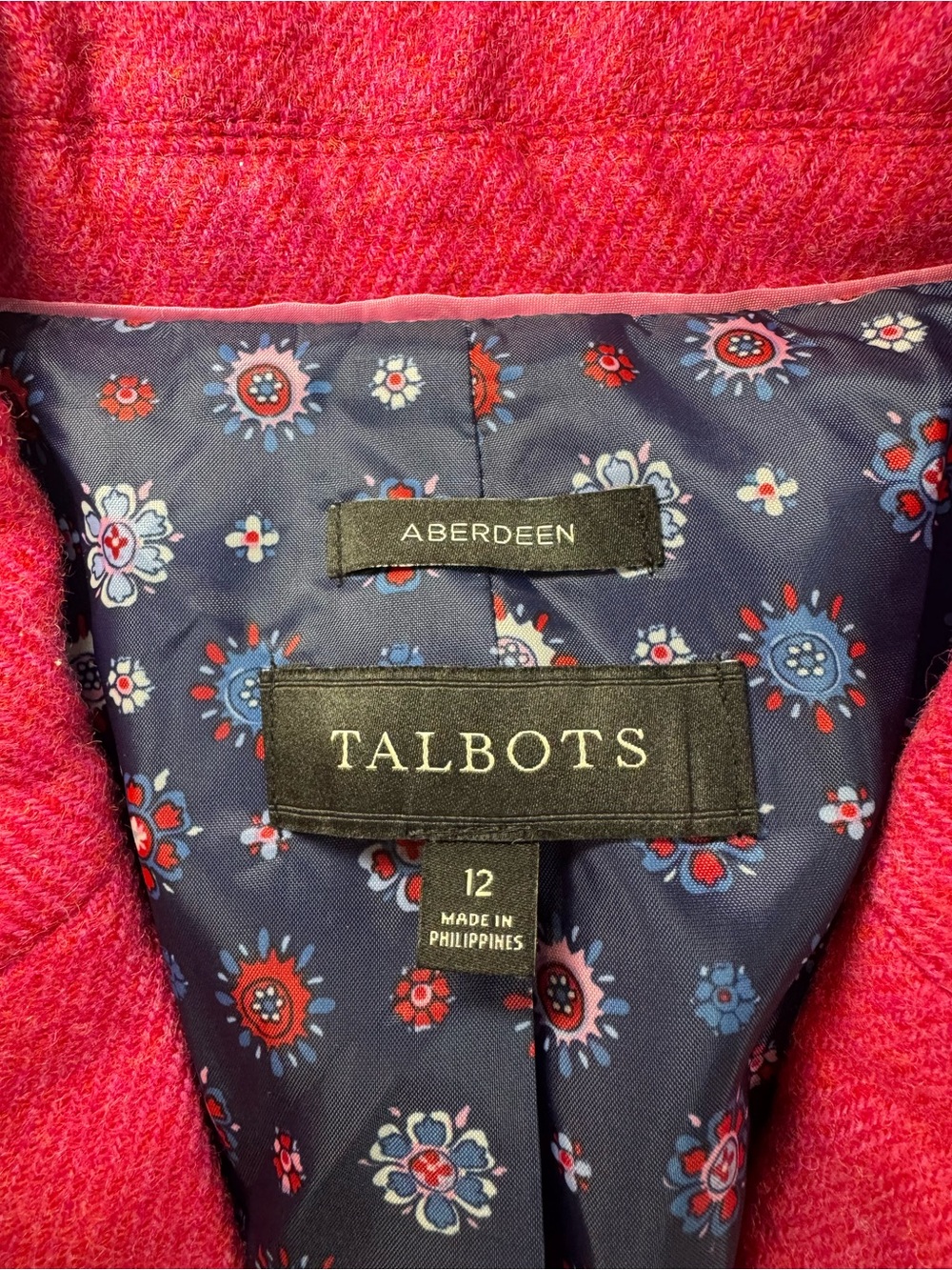 Talbots Aberdeen Blazer Womens 12 Pink Wool Blend Preppy Equestrian Jacket - Picture 2 of 10